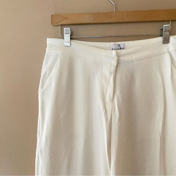 SNDYS Anika Pants in White jersey knit wide leg high rise trousers Revolve New M - Picture 9 of 11